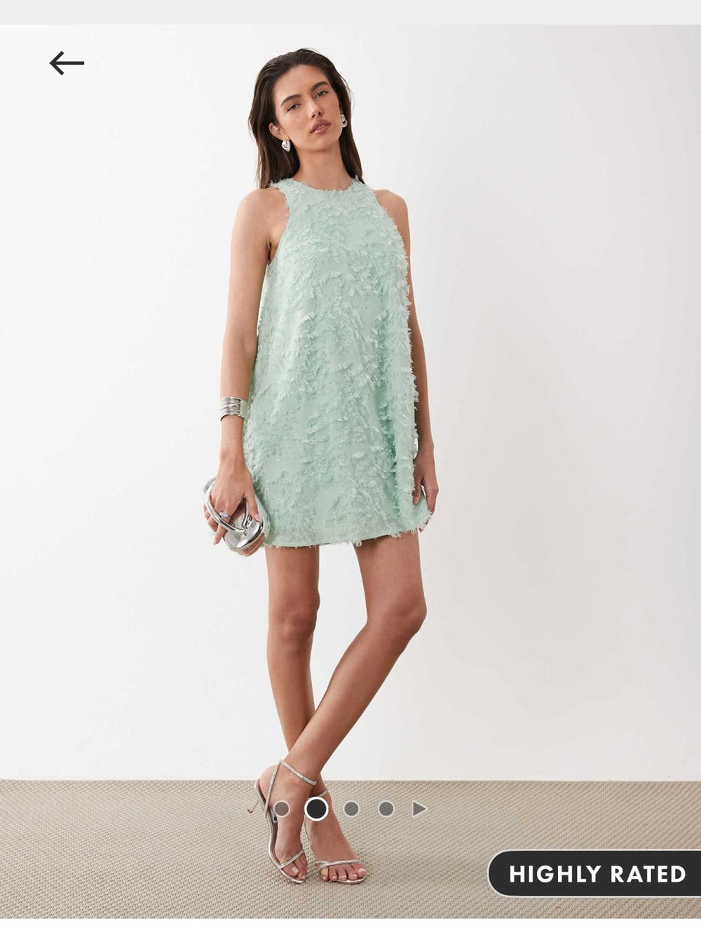 Textured Shift Dress in Mint - Picture 2 of 3